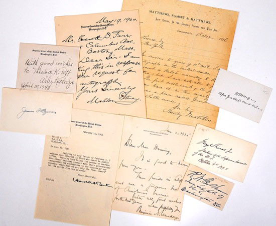 Supreme Court Justices - Including Rare 19th Centu: Supreme Court Justices - Including Rare 19th Century Justices. An album containing 45 signatures of Supreme Court Justices, including six 19th century justices. The majority of the signatures are on S