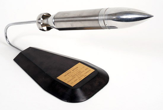 Rockets, Model, Presentation Missile Model: Rockets, Model, Presentation Missile Model (11x1.5") This striking, three-part, stainless steel, machined missile model is mounted on a black rectangular base (8x5.5") with a m