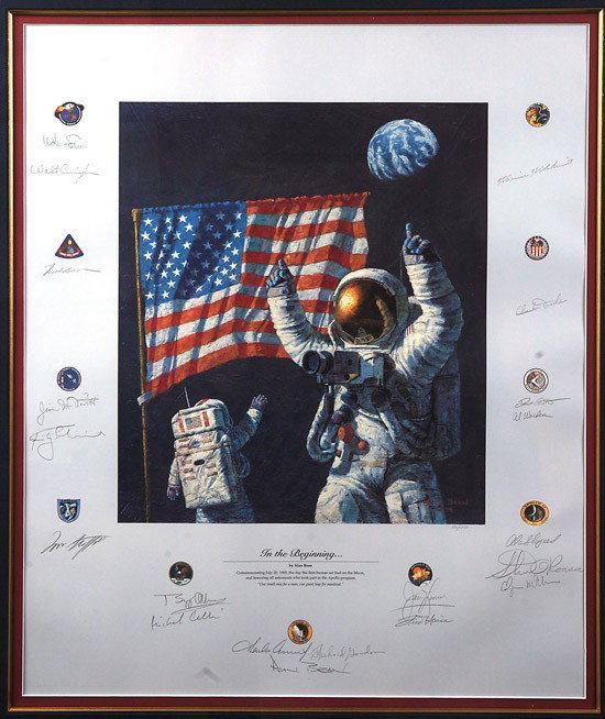 Apollo Program, 1993, In the Beginning Limited Ed: Apollo Program, 1993, "In the Beginning" Limited Edition Print by Alan Bean (No. 120/1000, professionally matted and framed to 33x37") This striking piece is pencil-signed by 20 as