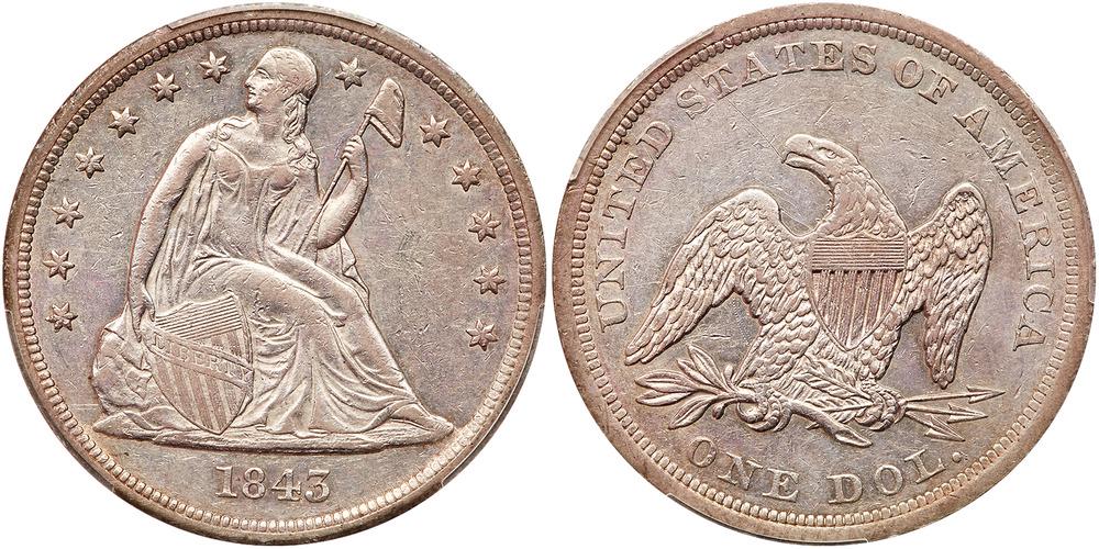 1843 Liberty Seated Dollar (1 of 1)