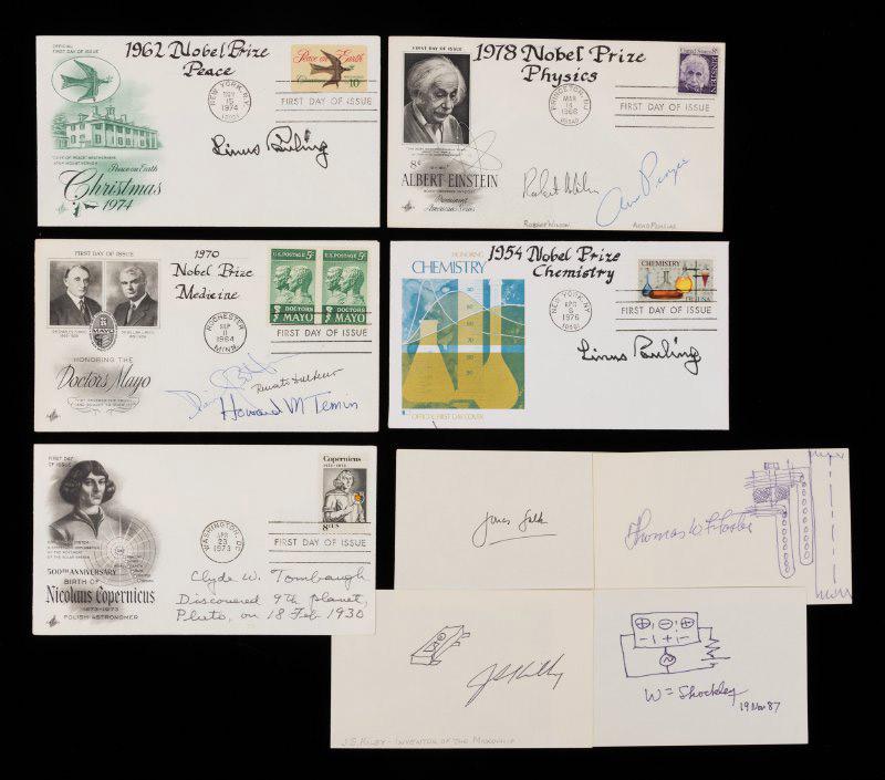 30 Autographs of Nobel Prize Winners for Economics, Medicine, Physics Plus Notables in Science Most (1 of 1)