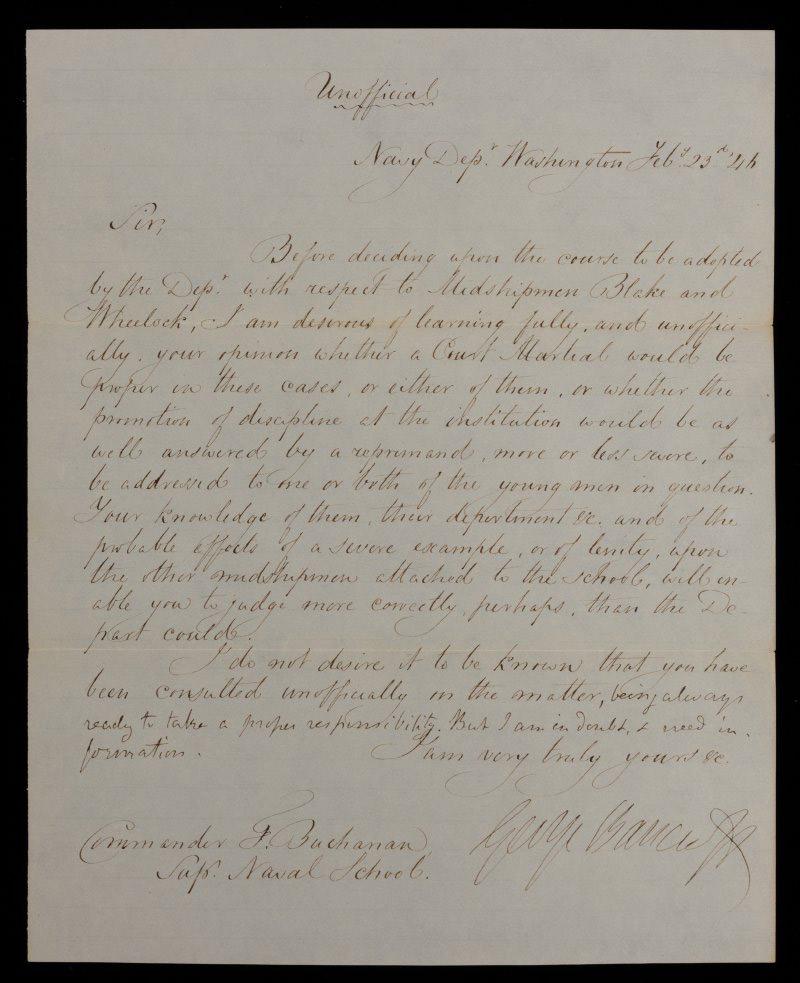 Bancroft, George: Beautiful Letter Signed with 16 Words in His Hand as Secretary of the Navy + ALS (1 of 1)