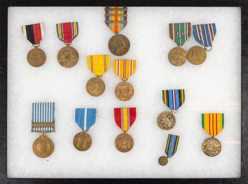 United States: 12 Twelve Medals of Service Including a WWI Great War For Civilization w/Bars, WWII, (1 of 1)