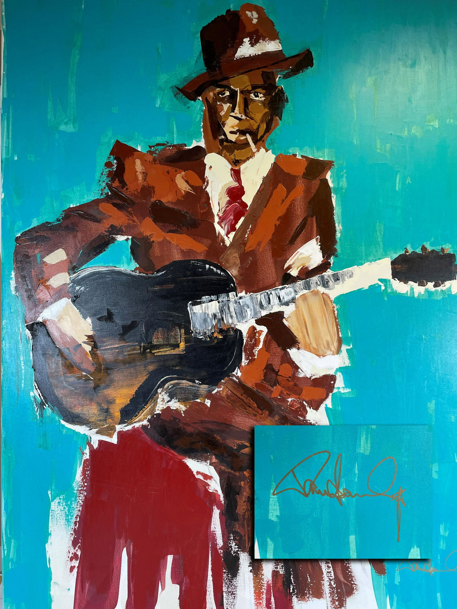Paul Stanley: "Crossroads" Large, Colorful Acrylic on Canvas of Blues Legend John Lee Hooker. (1 of 1)