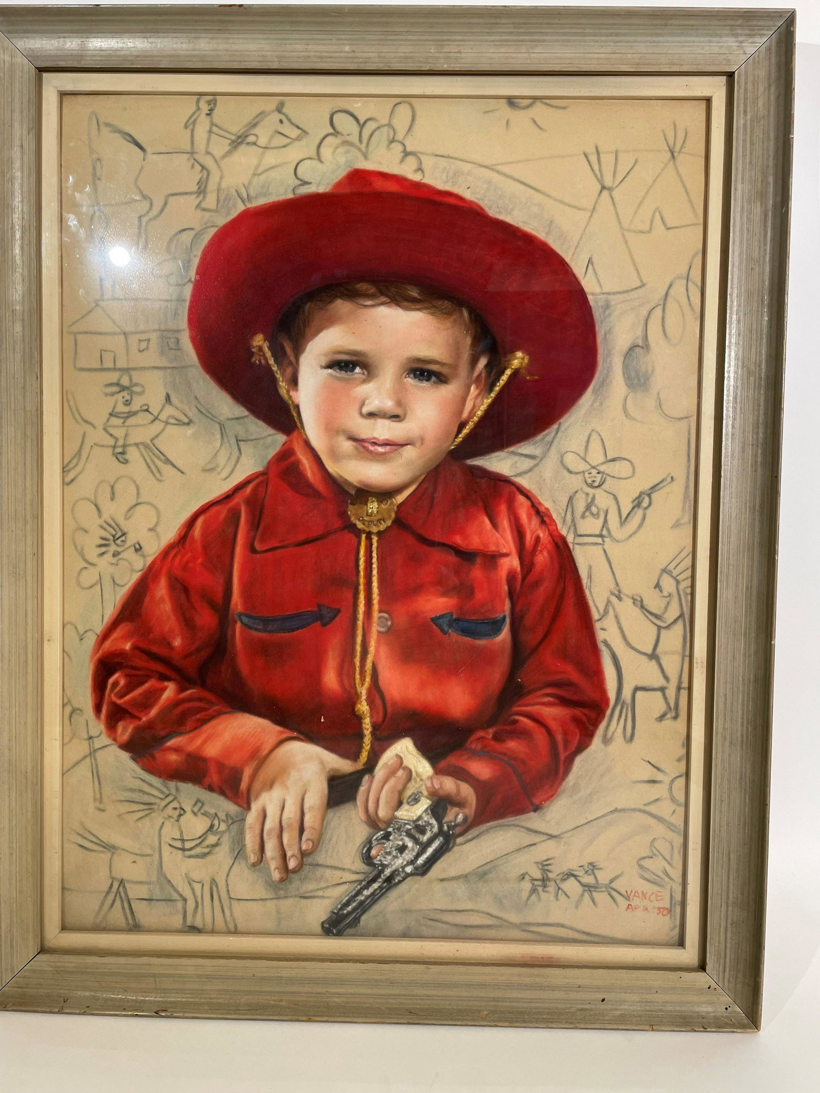 L. H. Vance. "New Sheriff In Town": L. H. Vance. "New Sheriff In Town". L. H. Vance, a portrait artist in Chicago painted this absolutely wonderful portrait, oil and charcoal on board, of a young boy, with dreams of Cowboys and Indians 