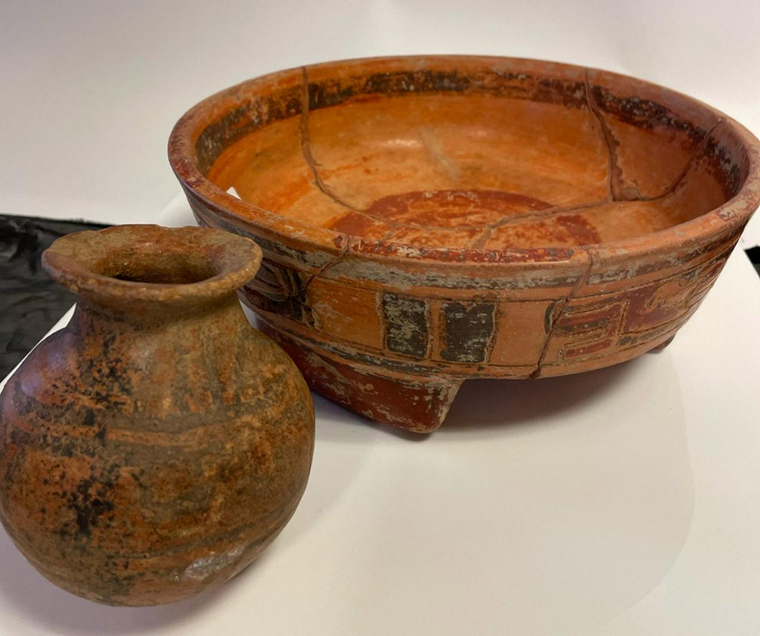 Two (2) Pre-Colombian Mayan, Polychrome Terracotta Bowls: Impressive Orange & Black Painted, (1 of 1)