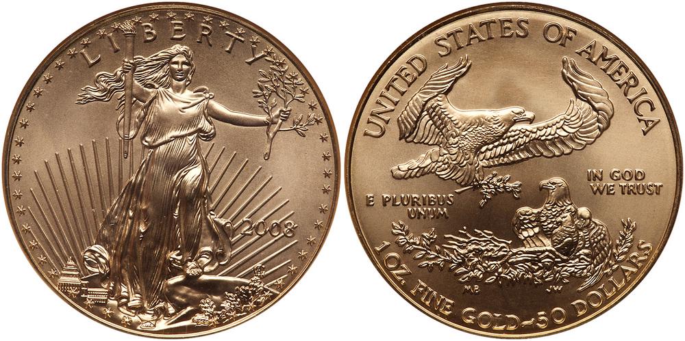 2008. $50.00 American Gold Eagle. NGC MS70 (1 of 1)