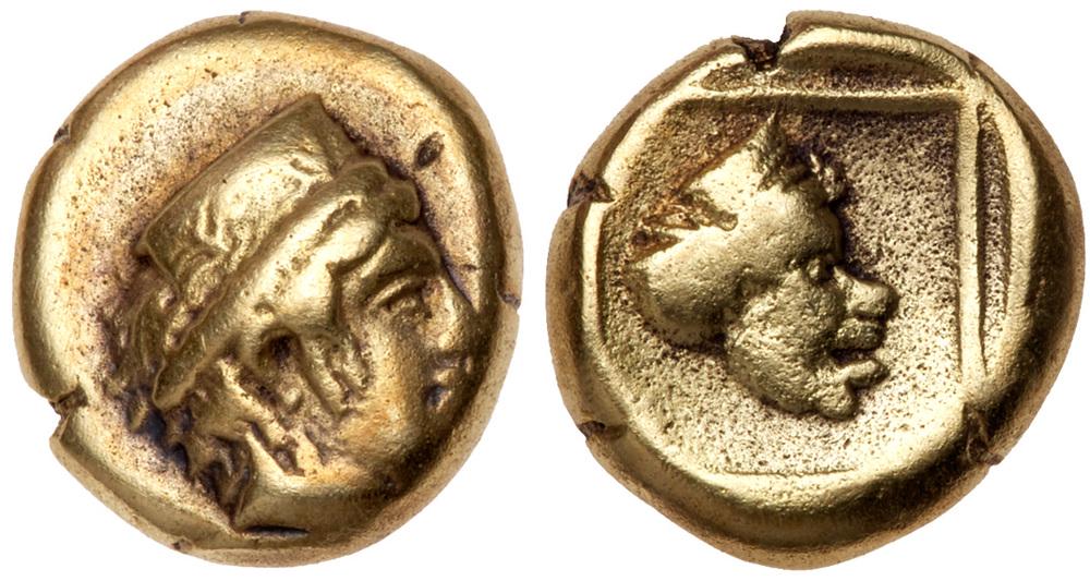 Lesbos, Mytilene. Electrum Hekte (2.65 g), ca. 412-378 BC. VF (1 of 1)