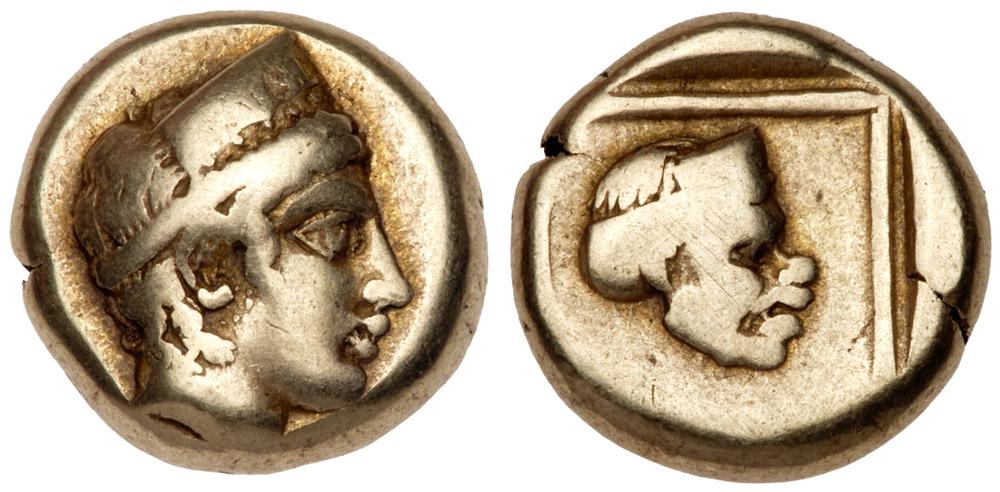 Lesbos, Mytilene. Electrum Hekte (2.42 g), ca. 412-378 BC. VF (1 of 1)
