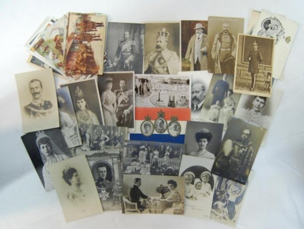 53 Royalty Postcards-England, Germany, etc.: Over 20 cards picturing British Royalty with numerous King Edward VII cards, German, French, and other nations royalty pictured also.