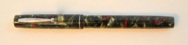 Waterman #3 Pen, Green Marble, NPT Clip and Trim: Level Filter circa 1935. The Barrel is imprinted Reg US Pat Off " " Made in USA:, with the IDEAL logo and "Fountain Pen""