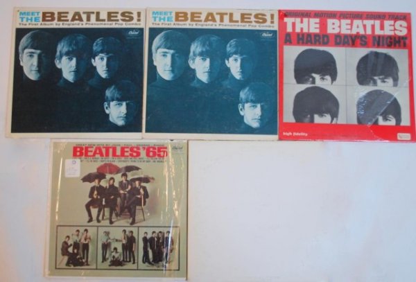 5 Original 1960's Beatles 33 rpm Record Albums: 2 Meet the Beatles, Beatles '65, Hard Days Night, White Album-Record VG++, Cover VG++, Stereo version, number A 0299139 (west coast first press), includes all original photos/poster/lyrics. Hard Days