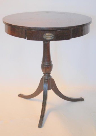 Mersman Mahogany Drum Table: Top needs to be reattached to base