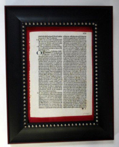 1492 Incanabula Leaf: 1492 Incanabula Leaf Leaf from "Summa Angelica de Casibus Conscientiae" . Written by Angelus de Clavasio (1411-1495). Printed by Georgius Arrivabenus, Venice 1492. With Rubricated 'N' and faint illumi