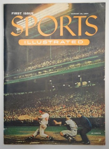 Sports Illustrated First Issue, 1954 No 1 Vol 1: First Issue of Sports Illustrated Magazine from 8-16-54. 144 pages. Includes 6 pages of Topps baseball card fold out including Ted Williams, Willy Mays, Duke Snider, many others in near mint condition