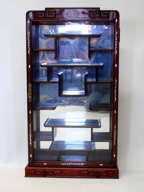 Large Wall Curio Display Cabinet: Ideal for Snuff Bottles and Netsukes.