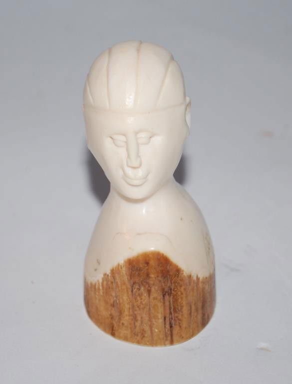 Carved Ivory Bust: African Naive Carved Ivory Bust. 20th Century. 3.5" tall