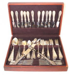 Stieff Rose Sterling Silver Flatware: Some pieces monogrammed "B" 2kg 534g not including pieces with stainless blades.