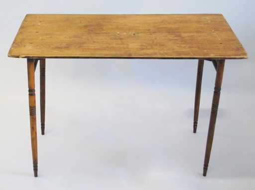 328: Antique Folding Sewing Table With Ruler - 328: Antique Folding Sewing Table With Ruler