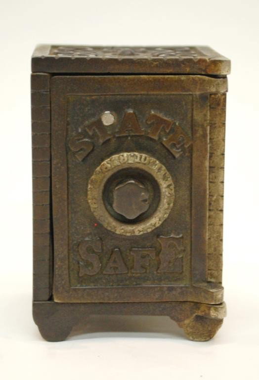 State Safe Bank w/ Combination Lock: 1900-1920 Stress Crack across top of bank.