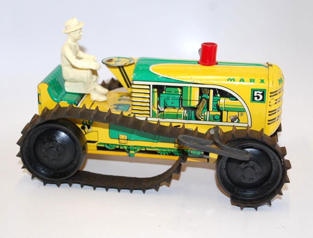126 Vintage Marx 5 Windup Tin Tractor Toy