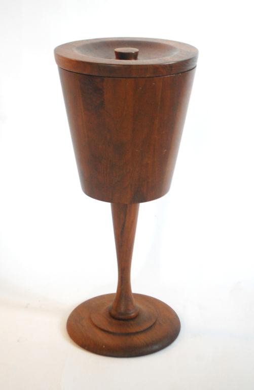 NC Mid Century Mod Wine Bucket on Stand by: Margaret Studios Inc, Murphy NC, Teak with Stainless Liner