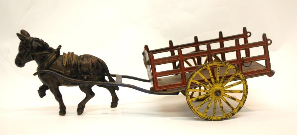 Cast Iron Donkey Cart Toy: broken leg and gate