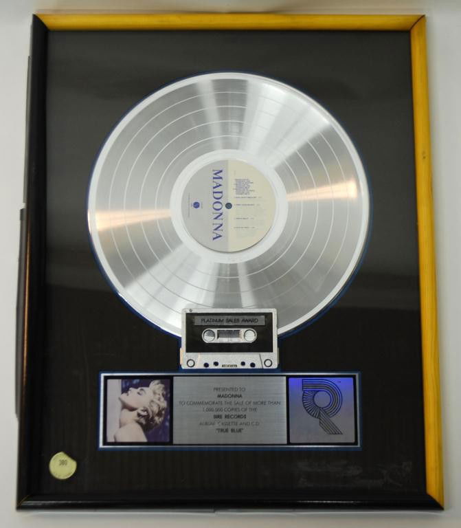 Madonna Platinum Record for True Blue: Madonna Platinum Record for True Blue-provenance, Sotheby's Collectors Carrousel