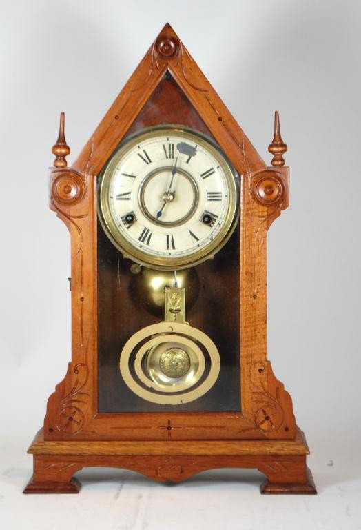 19th Century Kitchen Clock, Jerome & Co: loss to dial. 18.5" tall