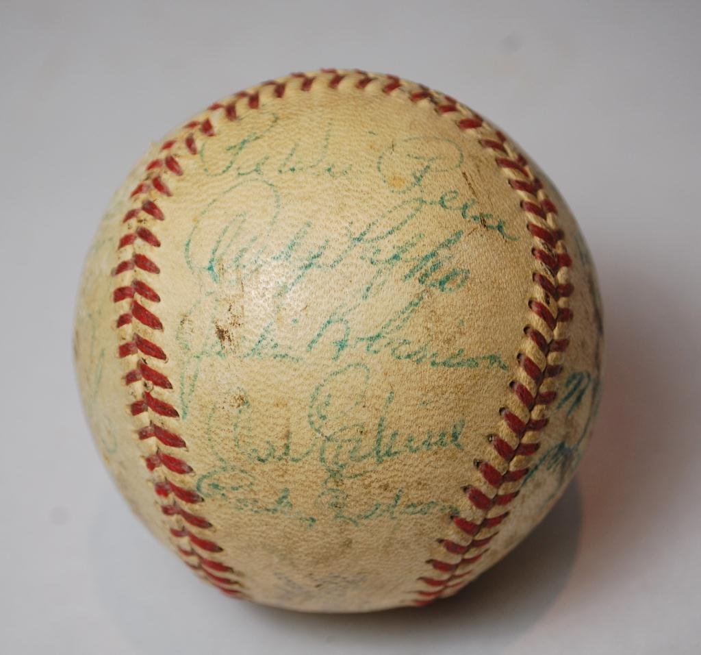 1952 Brooklyn Dodgers Team Signed Baseball: 50: 1952 Brooklyn Dodgers Team Signed Baseball-Includes Jackie Robinson, Duke Snider, Roy Campanella, Pee Wee Reese, Gil Hodges, Andy Pakfo, Carl Erskine, Preacher Roe, and others.