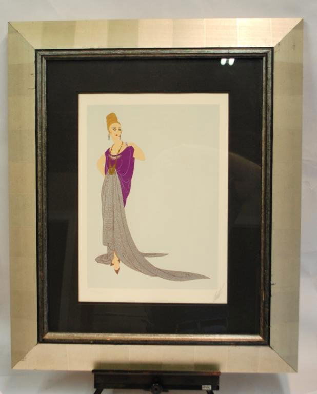 Erte Signed Numbered Serigraph: Signed Lower right- numbered lower left. Matted and framed under glass. 27 x 32 overall.
