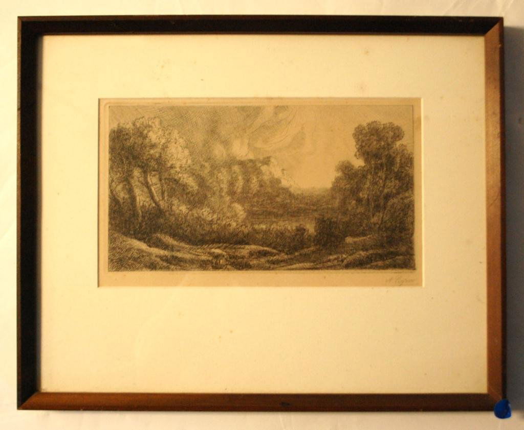 Alphonse Legros Signed Engraving: Alphonse Legros (French 1837-1911)- Engraving, pencil signed lower right. Archivally matted and framed under glass. Sight Size 14" x 8 1/4", 21" x 17" overall
