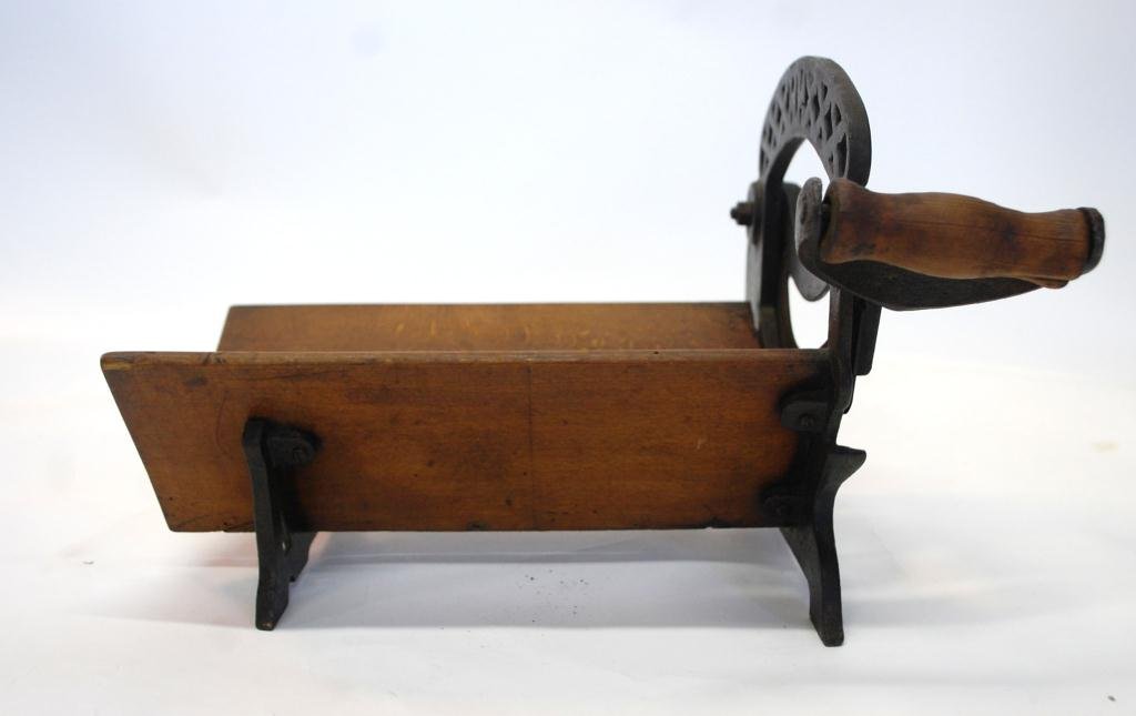 Antique Bread Slicer: Wood and Iron, MM in handle