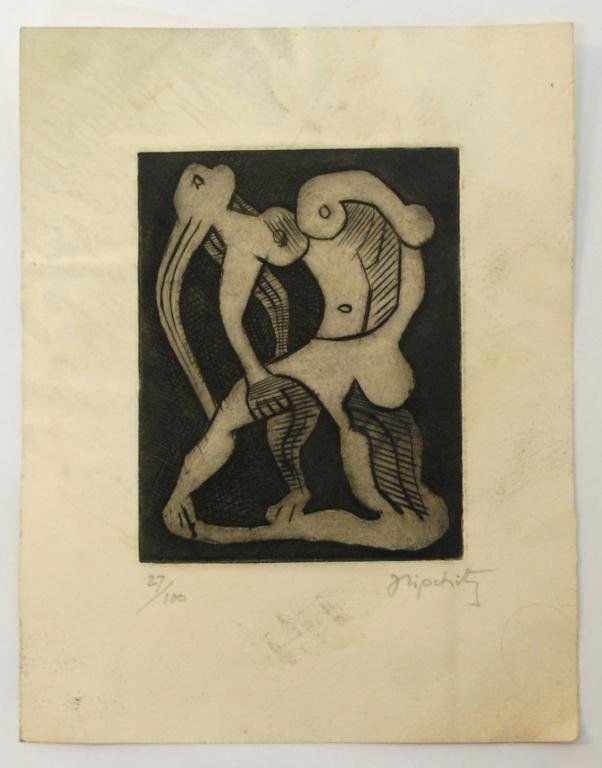 Jacques Lipchitz Signed Engraving: Chiam Jacob Jacques Lipchitz 1891-1973 Plate Engraving, Pencil Signed lower right and numbered lower left 27/100