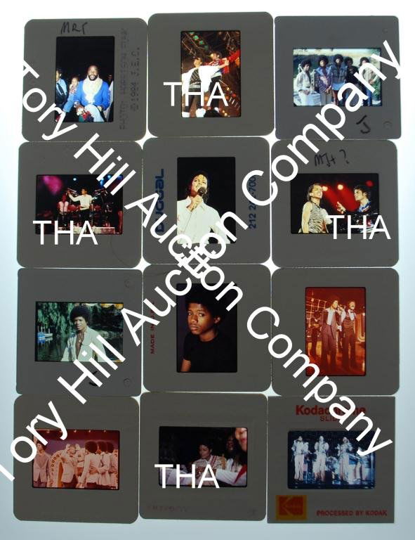 61 Michael Jackson & Family Personal Slides: Jackson Family Slides ranging from the 1970's into the early to mid 1980's. The collection includes family photographs, photographs with celebriities, photographs of The Jackson Five performing, photo