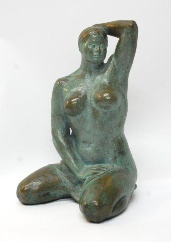 F. Castaneda Bronze "Banista": Felipe Castaneda (1933-Mexico) Bronze with green patina, Signed and date 1979, edition of X. 16" tall