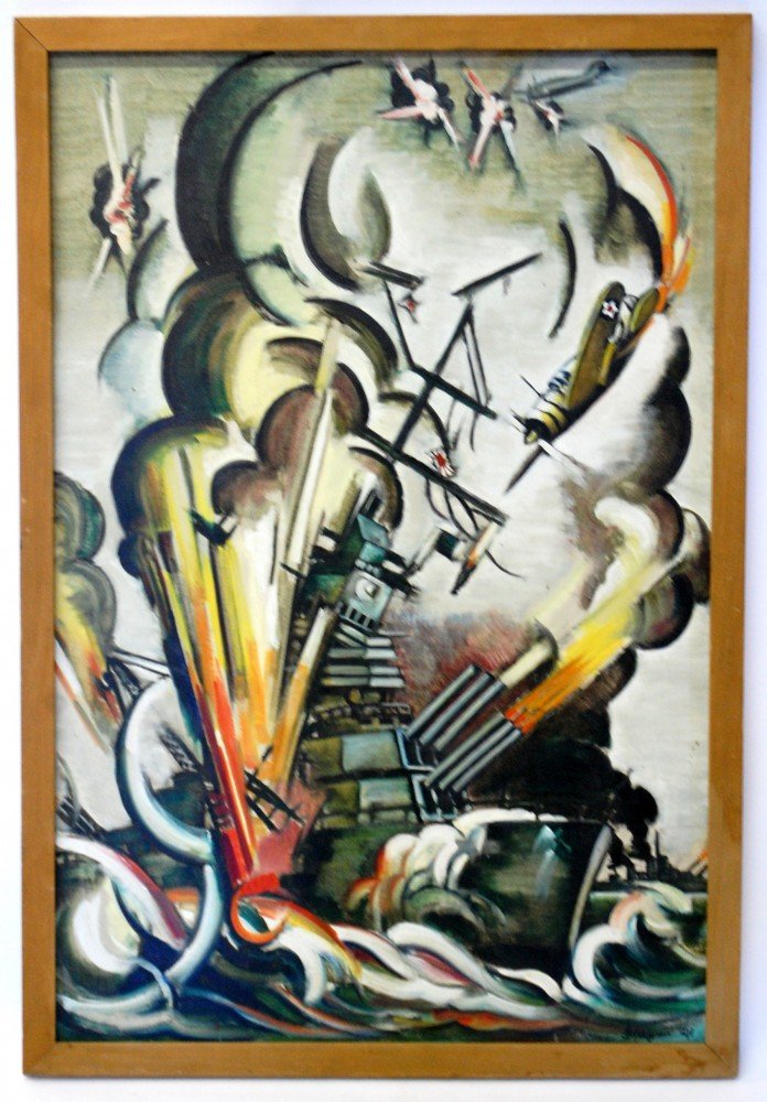 Early Cleve Gray Oil Painting: Cleve Gray-(American, 1918-2004) Early Oil on Canvas Board Painting by Cleve Gray signed and dated 1941. One of the earliest Cleve Gray paintngs to come to auction, the current owner acquired this pie