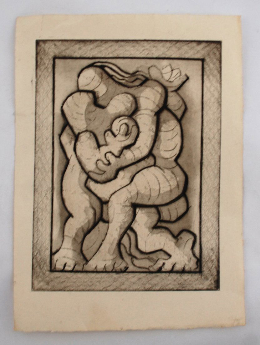 Jacques Lipchitz Etching with Aquatint: Jacques Lipchitz (French, 1891-1973) Untitled etching and aquatint . Unsigned. 14 3/4" x 10 3/4"
