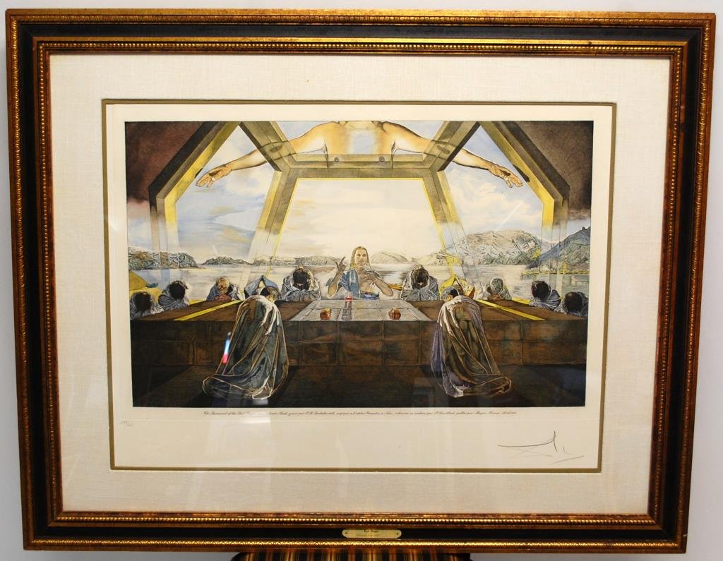 Dali Signed Ltd. Ed. Last Supper: The Sacrament of the Last Supper par "Salvador Dali, grave for P.B. Spalaikovitch, impime a l' atelier Giraudon a Nice, a rehausse en coleurs par P.Devillard, public par Magui, April 1982" 179/250 Sig