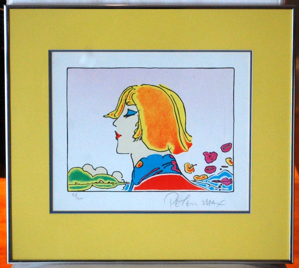 Peter Max Limited Edition Serigraph - Signed: Peter Max Limited Edition Serigraph Hand Signed. Numbered 97/300. 13"x103/4" sight size. 19"x17" Framed.