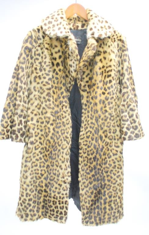 3/4 Length Vintage Leopard Coat: owned by Artist, Yulla Lipchitz, wife of famed artist Jacques Lipchitz. Embroidered "Yulla" inside. Size Medium