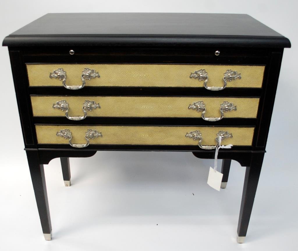 Maitland Smith Occasional Table w/ Drawer: Faux Stingray Skin Finish to front.