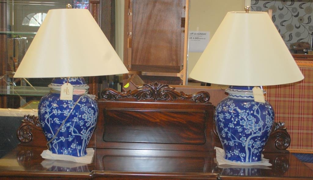 Ralph Lauren Blue & White Chinese Style Lamps
