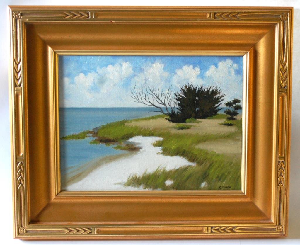 Robert Crum "Sound Side Sand" Painting: An excellent plien air painter and muralist Robert Crum works out of Salisbury N.C. 23 1/2" x 19 1/2"