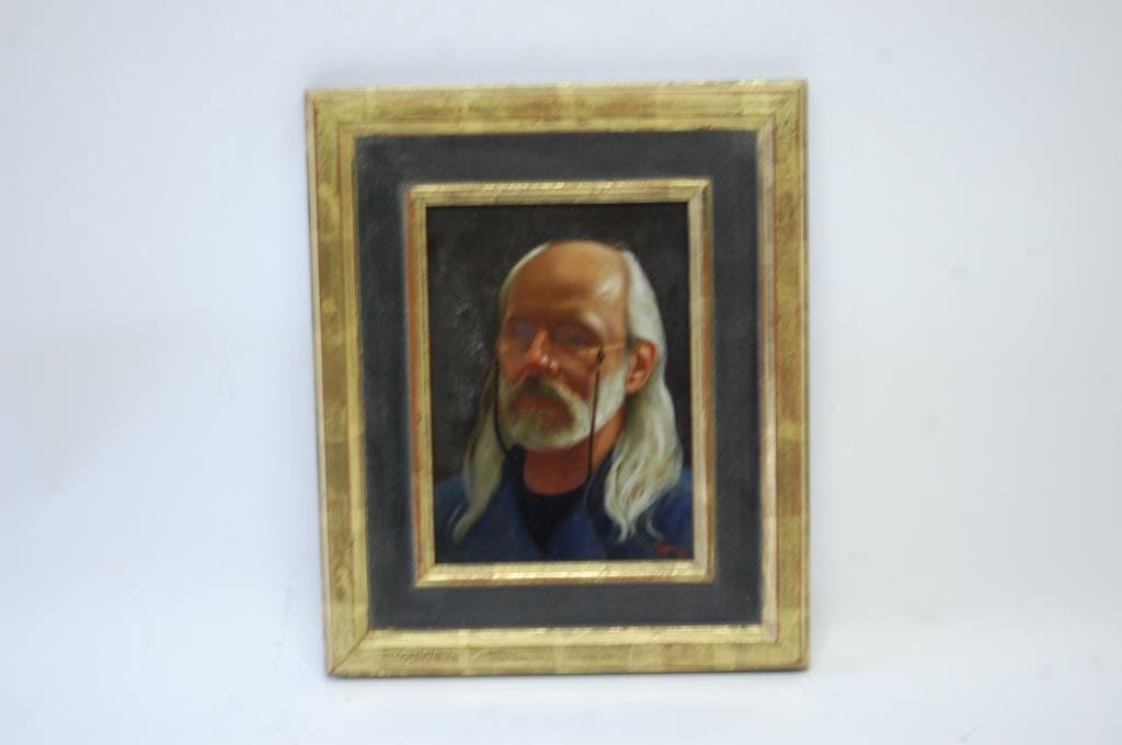 Charles Kapsner Self Portrait: Charles Kapsner Self Portrait Painting 14" x 17"