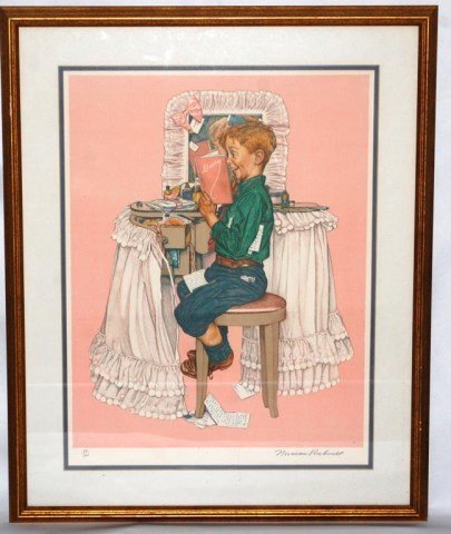 Norman Rockwell-"Secrets" Signed Lithograph Ltd Ed: Norman Rockwell-"Secrets" Hand signed. Numbered 50/250. 171/4"x23" sight size. 241/2"x30" Framed.