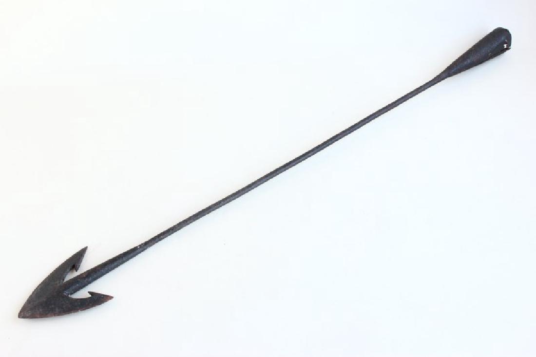 Early Whaling Harpoon,: in forged metal, with tapering support and spear head end, l 91cm