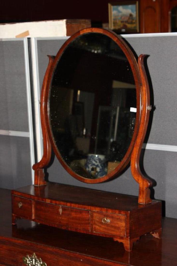 Victorian Oval Mirrored Toilet Mirror,: set with three drawers, 73cm x 54cm x 22cm