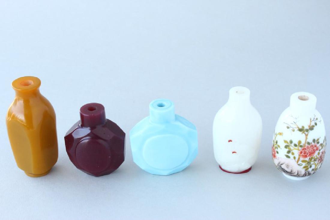Five Chinese Snuff Bottles and Stoppers, (1 of 1)