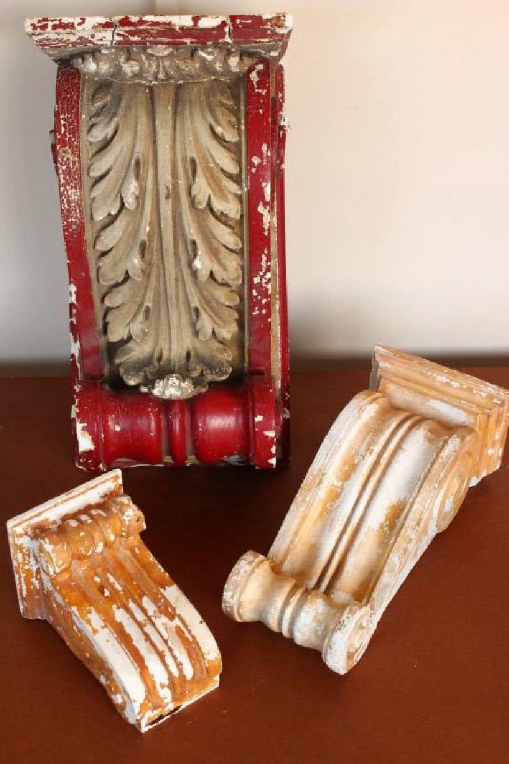 Three 19th Century Acanthus Wall Brackets,: of various sizes accented with acanthus and scroll work, h 55cm, 42cm, 23cm (2)